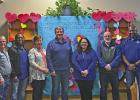 South Elementary students created decorations to honor the Daingerfield School Board during National School Board month. From left are DLSISD board members Ricky Tigert, Joe Austin II, Mary Davis, Scott Pollan, board secretary Kelly Lester, board vice-pre DLSISD board hears construction updates, approves yearly audit