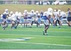 The Daingerfield Tigers work on plays during two-a-day practices. The Tigers open the season on Aug. 31 at Gunter looking to avenge last year’s season-ending loss. BEE PHOTOS / TONI WALKER
