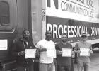 Pictured above (from left): Recent weekday completers Dominique Swarn, Corey Holloman, Ricardo Benitez-Torres, and Luis Benitez. COURTESY PHOTO Professional Driving Academy graduates six, becomes CDL testing site