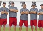Chris Edwards, center, has resigned as Athletic Director and Head Football Coach at Hughes Springs. Edwards, pictured with his 2022 football staff, spent 25 years in the district, with 16 of those in the AD/HC position. COURTESY PHOTO / MADISON GREENLEE Edwards leaving Hughes Springs, search for replacement underway