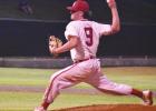 Hughes Springs’ Tyson Daigle delivers a pitch against Daingerfield April 27. Daigle pitched five and two-thirds innings, allowing four runs on five hits to get the win. BEE PHOTO / TONI WALKER Mustangs take down Tigers to earn playoff berth