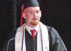Tanner Byrd gives his valedictory address during commencement exercises for Hughes Springs High School May 21 in Leland Cockrill Auditorium. BEE PHOTOS / TONI WALKER Class of 2021 holds commencement ceremonies