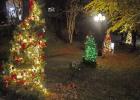 Trees adorn Hughes Springs’ Spring Creek Park in this printed file photo. This year’s annual tree lighting will be held Dec. 3, but will be held in Spring Park in downtown, due to repairs still being completed after a tornado came through Springs Cree “Movies of Christmas” Parade to be held in Hughes Springs Dec. 3, followed by annual Christmas Tree lighting