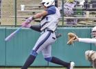Daingerfield’s Isaiah Parker (4) takes a strong hack at a pitch this past weekend in the Tatum tournament.