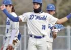 Daingerfield’s Jayden Mitchelll (24) is excited after recording an out in the Tatum baseball tournament this past weekend. BEE PHOTOS / MICHAEL S. MCCRACKEN