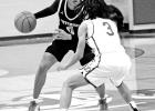 Pittsburg’s Cam Doddy (0) dribbles down court against Daingerfield’s Bubba Williams (3) during last week’s non-district game in Daingerfield. Pittsburg’s Cam Doddy (0) dribbles down court against Daingerfield’s Bubba Williams (3) during last week’s non-district game in Daingerfield.