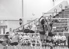 A Lady Mustang sends a hit over the net as two lady Tiger volleyball players attempt to block the play. BEE PHOTOS / TONI WALKER Lady Tigers, Lady Mustangs battle for playoff spot