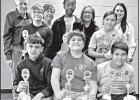 Seventh grade First Place Team, led by Eli Guerrero with a first place individual score. Back row_ J.D. Davis, Mary Davis, Superintendent Lesia Lewis and Principal Stephanie Duke Middle row_ Jordan Waddell, Harmony Willi