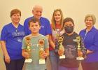 Fifth graders Brick Miller, Esteban Alejo, and Mykah Bennett (not pictured) each finished with a score of 15, with Miller taking first place with six tie-breakers. Alejo barely edged out Bennet, notching three tie-breakers over Bennet’s two. Also compet Daingerfield Chess claim six out of seven first place finishes