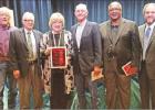 BEE PHOTO / TRISHA CAREY Hughes Springs honored six Distinguished Alumni during Homecoming Weekend Oct. 26-27. Honorees included, from left: George Fite, Jr., Mayo Kasling, Dr. Nancy Vause, Mike Jenkins, Dr. Garry Killyon, and Jud Article Image Alt Text