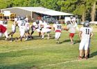 The Hughes Springs Mustangs run plays during practice in preparation for the 2022 football season. The Mustangs will open the season Aug. 26 at Garrison. Are you ready for some football?