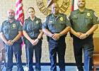 The Daingerfield-Lone Star ISD welcomed new district police officers (from left) Michael Yochum, Cpl. Emily Hickman, Chief Tracy Robinson and Sgt. James DeCoux. Superintendent Lesia Lewis said, “We are excited to welcome these officers to our school and Tiger Patrol