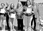 Pictured Winning Students in front of their Sponsoring Professors: Emma Frances Mendoza (Professor Andrew Yox) Kerri Rhodes (Professor Melissa Fulgham) Brooklyn-Grace Scrofani (Associate Professor John Russo) COURTESY PHOTO