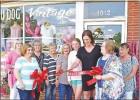 BEE PHOTO / TONI WALKER Bleau Dog Vintage owner Pam Smith, in black, is joined by Daingerfield Mayor Lou Irvin, Chamber of Commerce Secretary Becky Breazeale, and Chamber Executive Director Judi Howell, as well as members of the community, friends and fam Article Image Alt Text