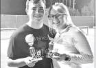 COURTESY PHOTO The Hughes Springs mixed doubles team of Jaxson Croley and Shelbi Smith finished third recently in the Mustangs’ home tournament. Article Image Alt Text