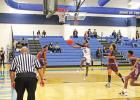 A’Myree Johnson drives for a lay-up during a Rivercrest Classic game. Johnson was named to the all-tournament team after scoring 125 points in Pewitt’s five games at the tournament. COURTESY PHOTO Brahmas win one, lose three close games at Rivercrest Classic