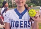 Lady Tiger senior Makylie Harrison (2) hit a solo home run in her last softball game to help Daingerfield defeat Jefferson in the season finale. COURTESY PHOTO